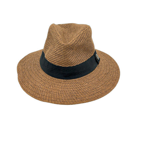 BROWN WOVEN FEDORA HAT