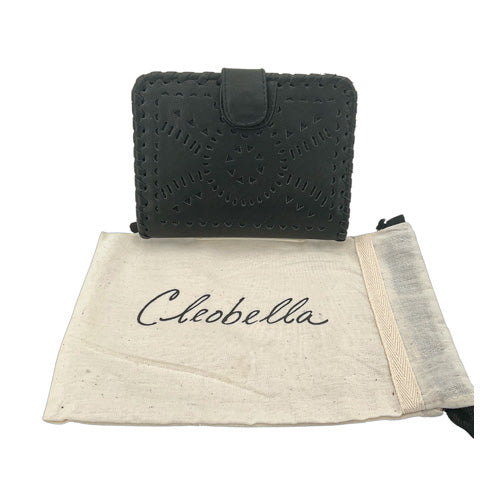 CLEOBELLA BLACK LEATHER MEXICANA SMALL WALLET
