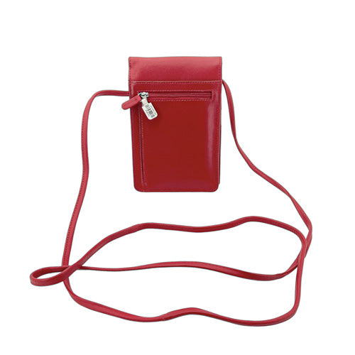 ILI NEW YORK RED LEATHER RFID PROTECTED SMALL ORGANIZER