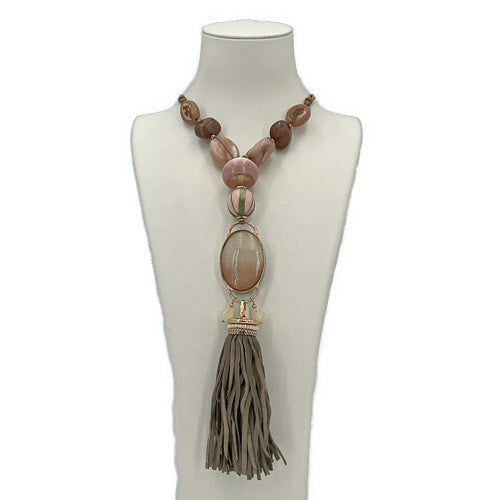 PINK MULTI MATERIAL NECKLACE