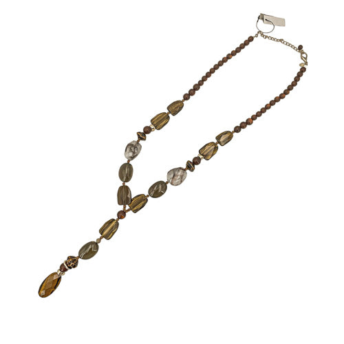 CHICO'S BROWN BEAD PENDANT NECKLACE