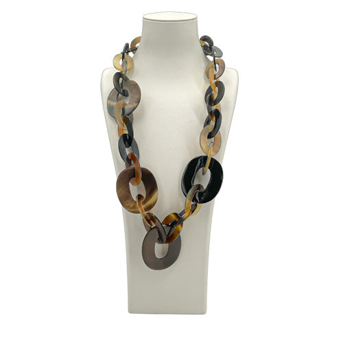 TORTOISE SHELL OVAL LINK NECKLACE