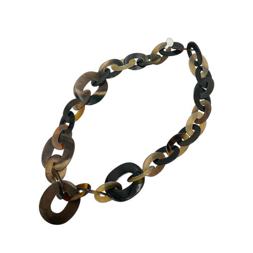 TORTOISE SHELL OVAL LINK NECKLACE