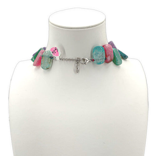 MULTI COLOR STONE NECKLACE WITH 925 SILVER
