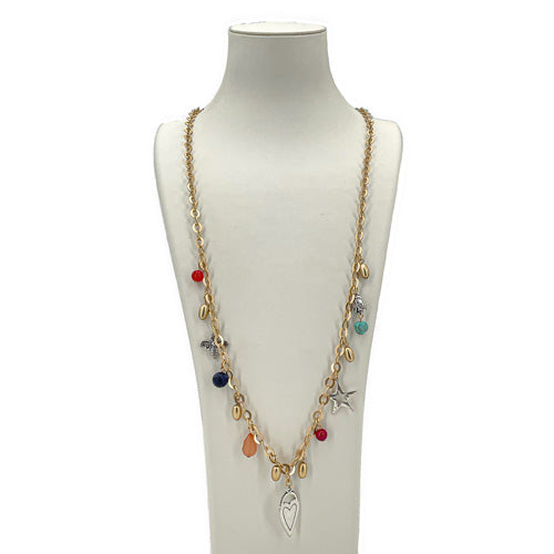 CHICO'S MULTI COLOR BEAD/CHARM NECKLACE