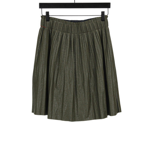 ANTHROPOLOGIE GREEN FAUX LEATHER PLEATED SKIRT