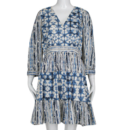 ANTHROPOLOGIE NOT SO SERIOUS BLUE/MULTI EMBROIDERED DRESS SZ LG