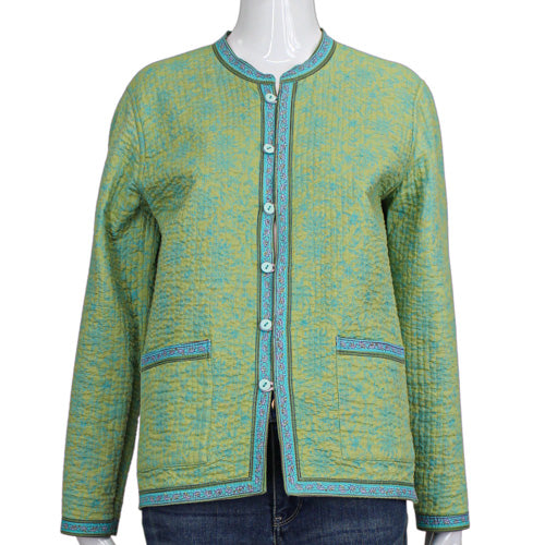 PROVENCE D'AMOUR REVERSIBLE TURQUOISE/FLORAL QUILTED JACKET SZ SM