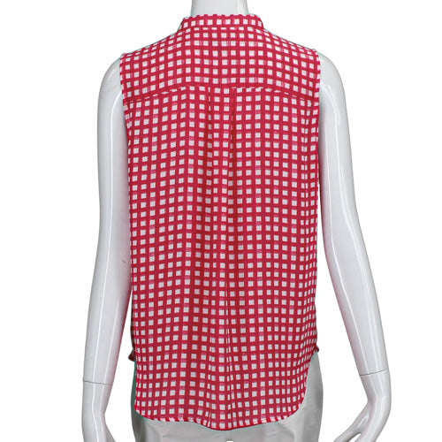 ANN TAYLOR  RED GINGHAM PRINT TOP SZ MD