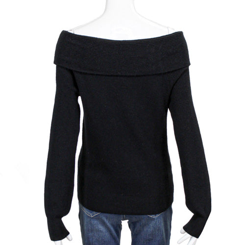 LEITH BLACK OFF THE SHOULDER PULLOVER SWEATER SZ MD