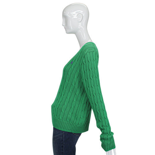 RALPH LAUREN POLO GREEN CABLE KNIT SWEATER SZ LG