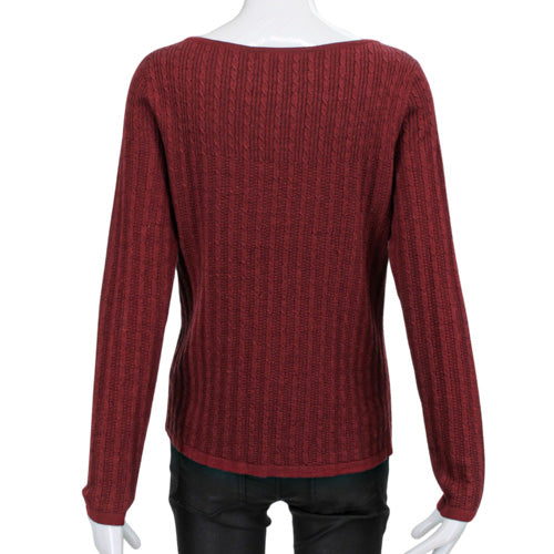 BROOKS BROTHERS BURGUNDY CABLE KNIT WOOL SWEATER SZ MD