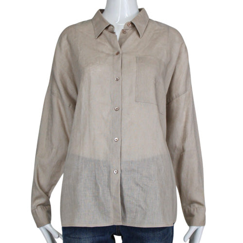 BABATON TAUPE LINEN BLEND BLOUSE SZ MD