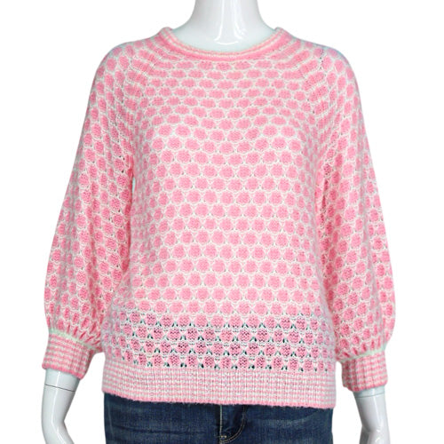 LILLY PULITZER PINK/WHITE PULLOVER SWEATER SZ SM