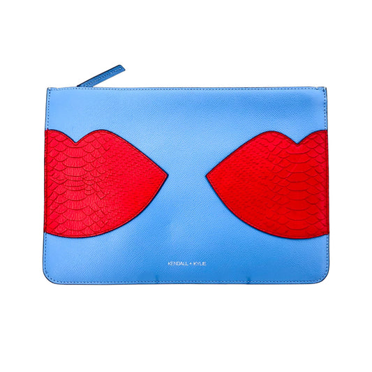 KENDALL + KYLIE LIPS LEATHER CLUTCH BAG