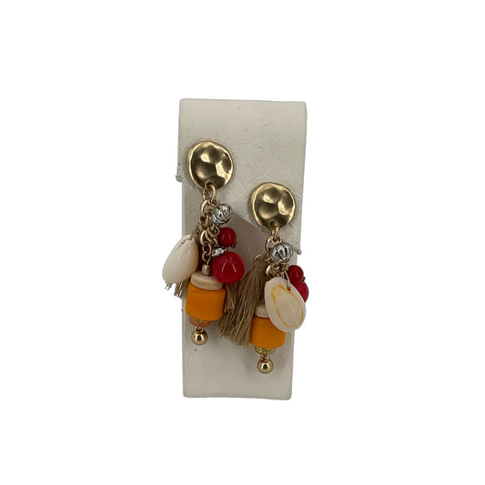 CHICO'S MIXED MATERIAL DANGLE STUD EARRINGS