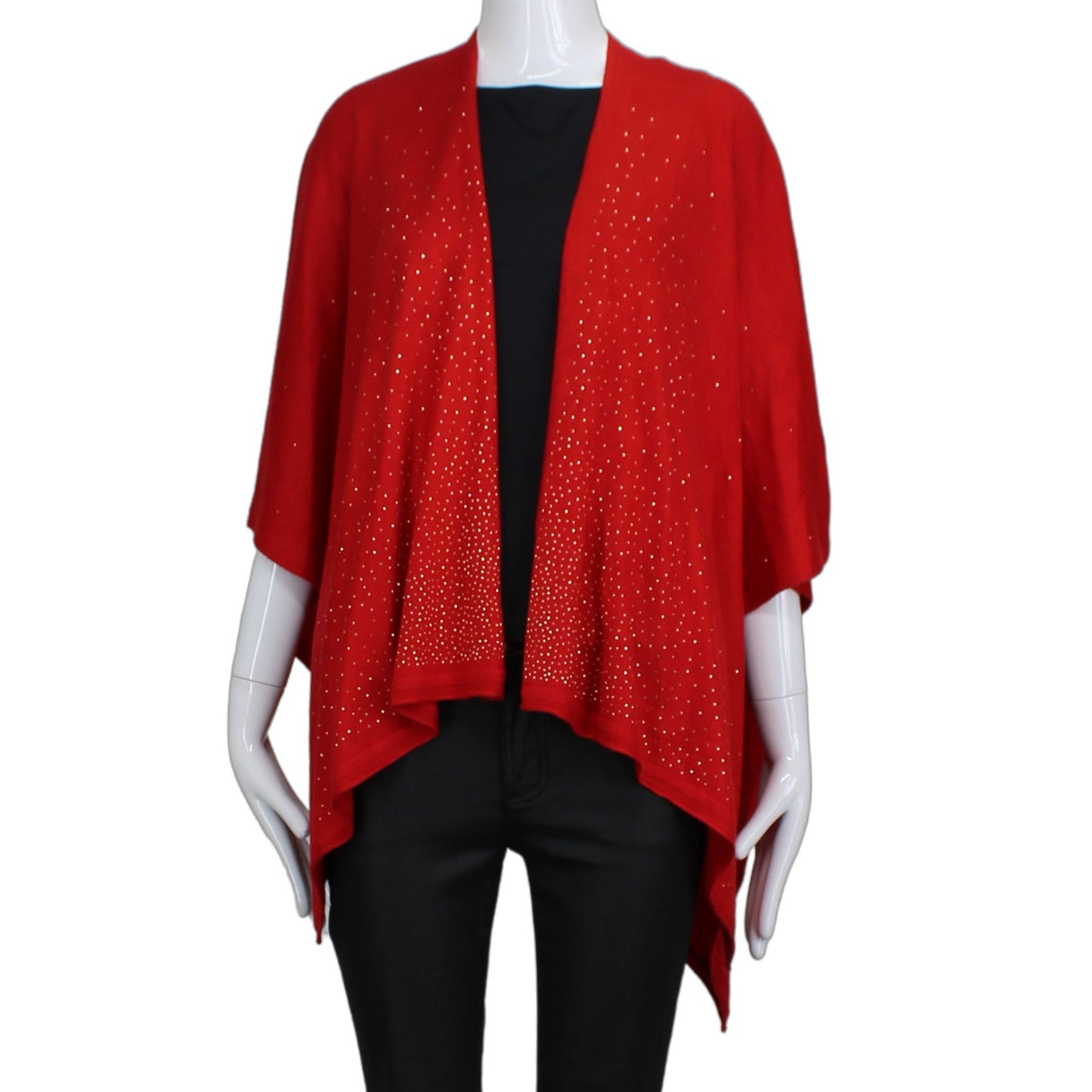SIMPLY NOELLE RED EMBELLISHED KNIT WRAP ONE SIZE