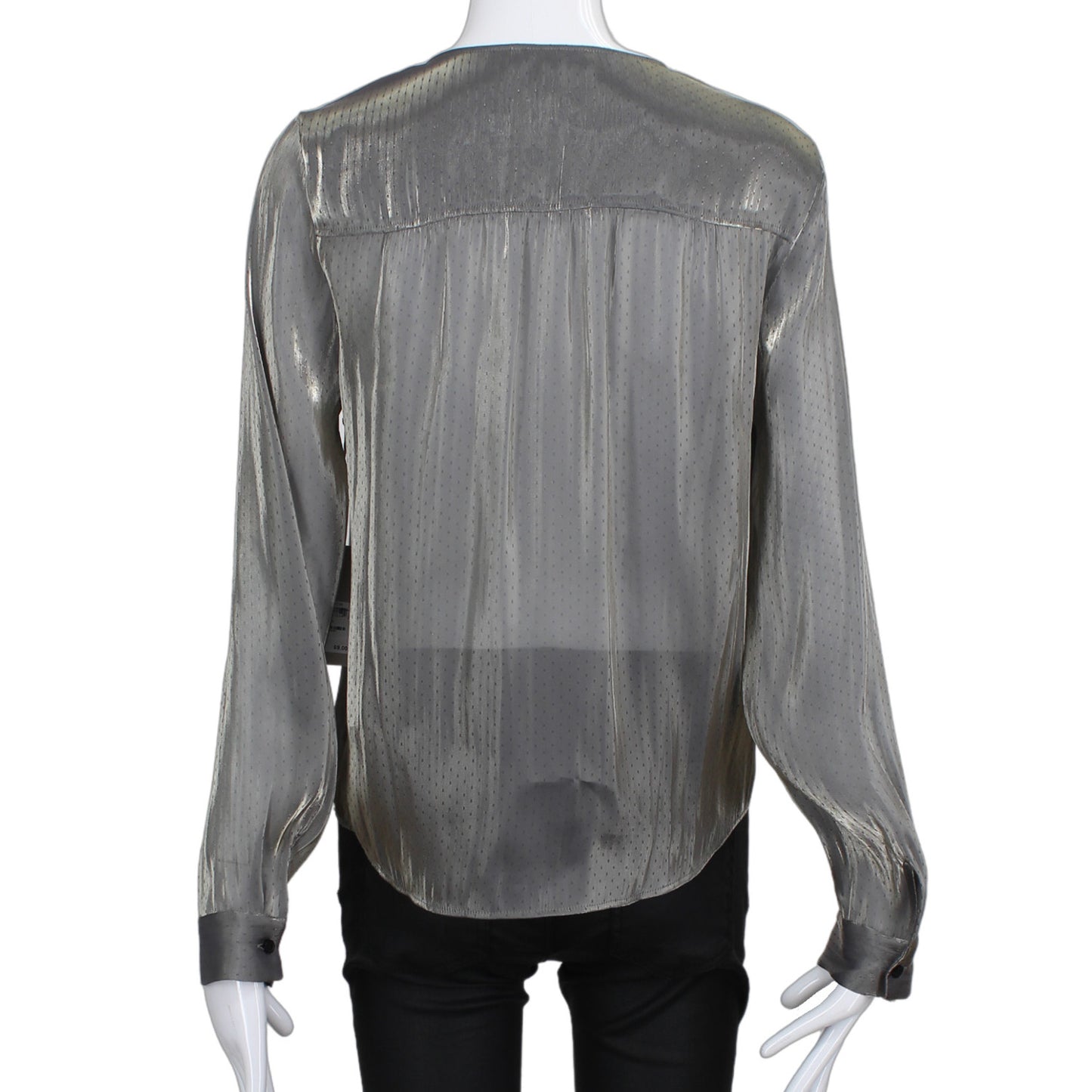 CHELSEA 28 GREY/GOLD SHEER BLOUSE SZ MD