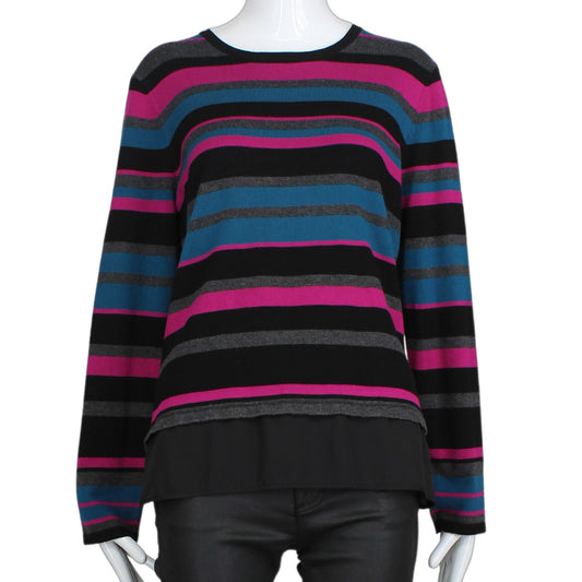 INVESTMENTS MULTI STRIPE LAYERED LOOK SWEATER SZ LG