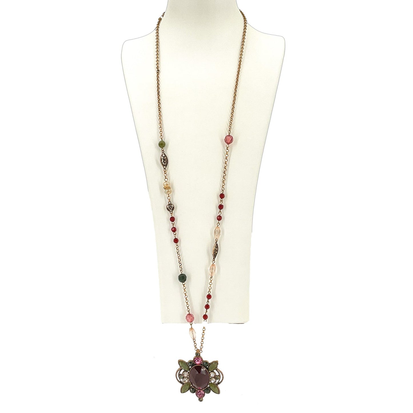 CHICO'S BEAD AND CHAIN PENDANT NECKLACE