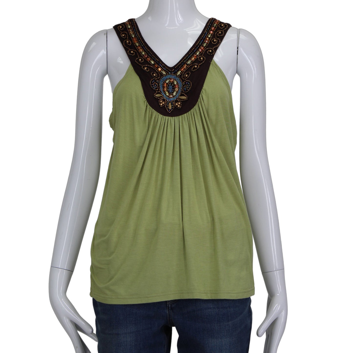 SOFT SURROUNDINGS GREEN EMBELISHED TOP SZ MD